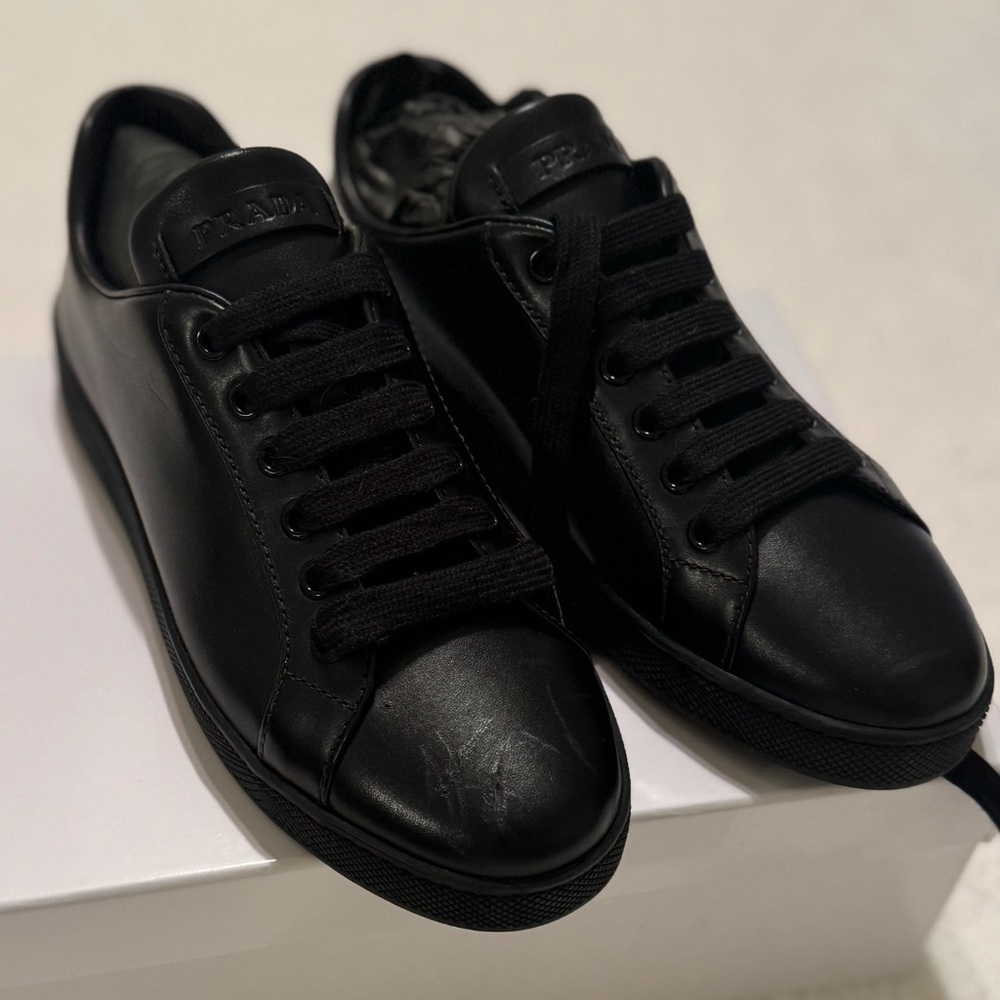 Prada Men's Black Leather Sneakers